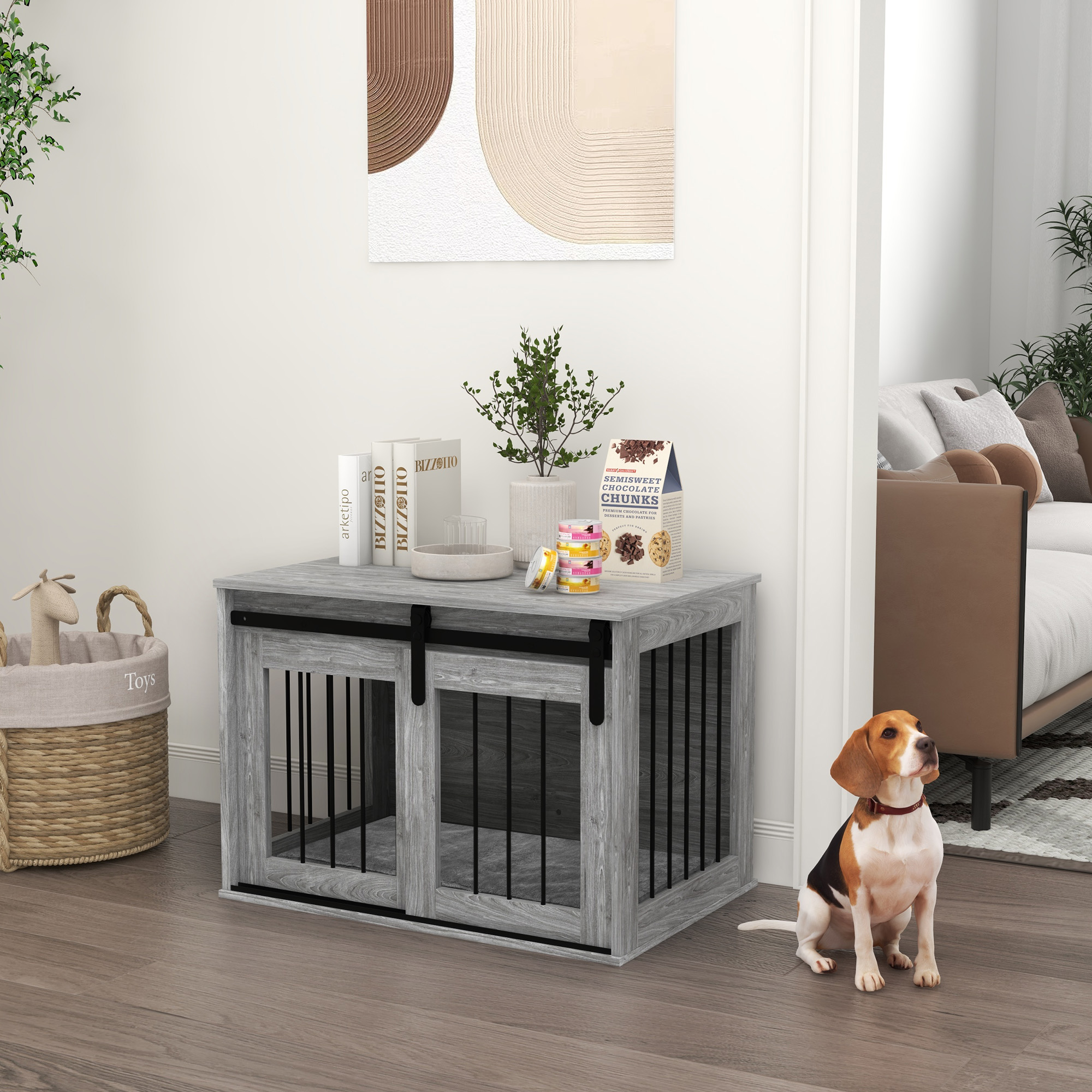 Large Dog Cage Furniture With Detachable Cushions Measuring 98cm detail photo 21