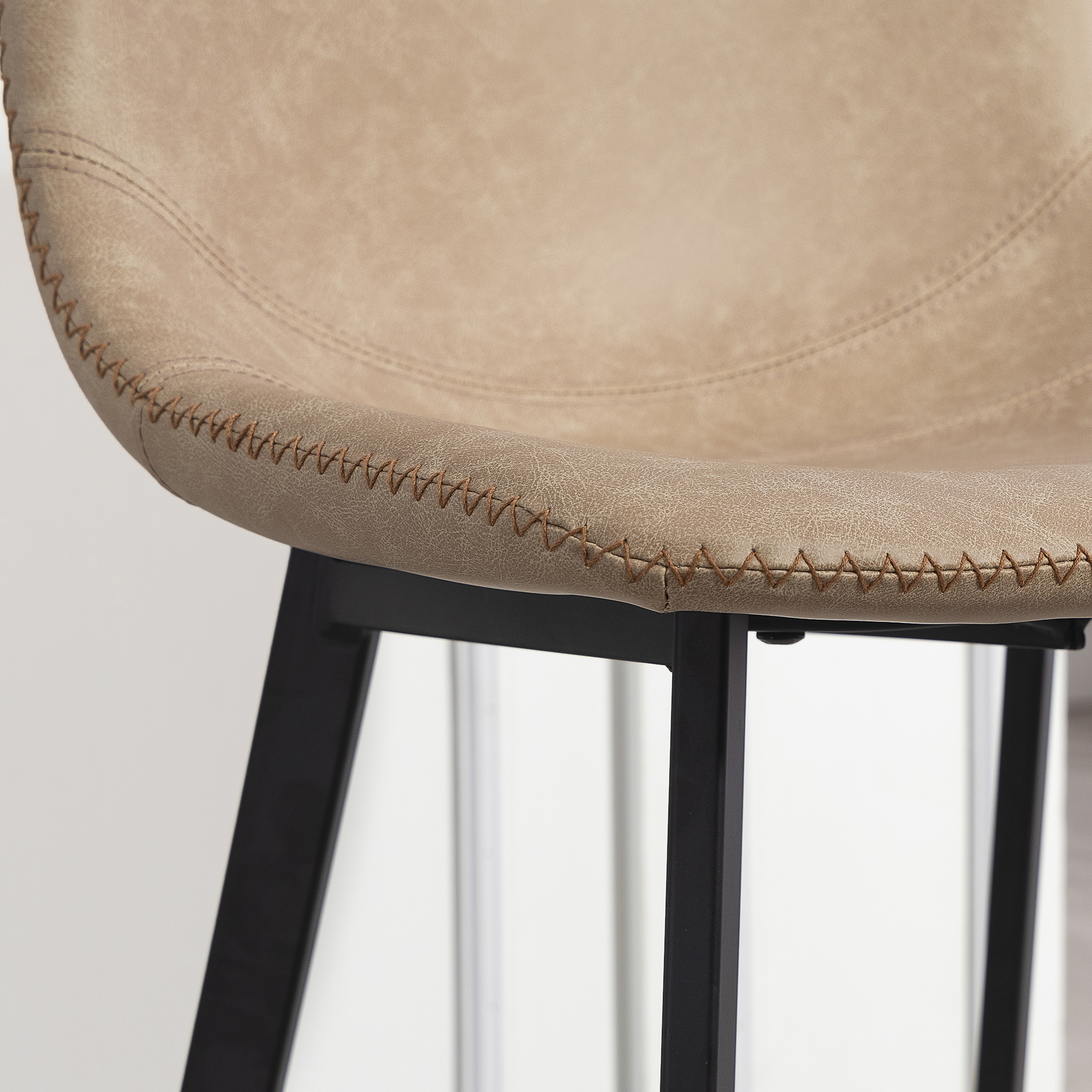 Bar Stool Two-piece Set, PU Leather Dining Chair With Backrest And Footrest — image 3