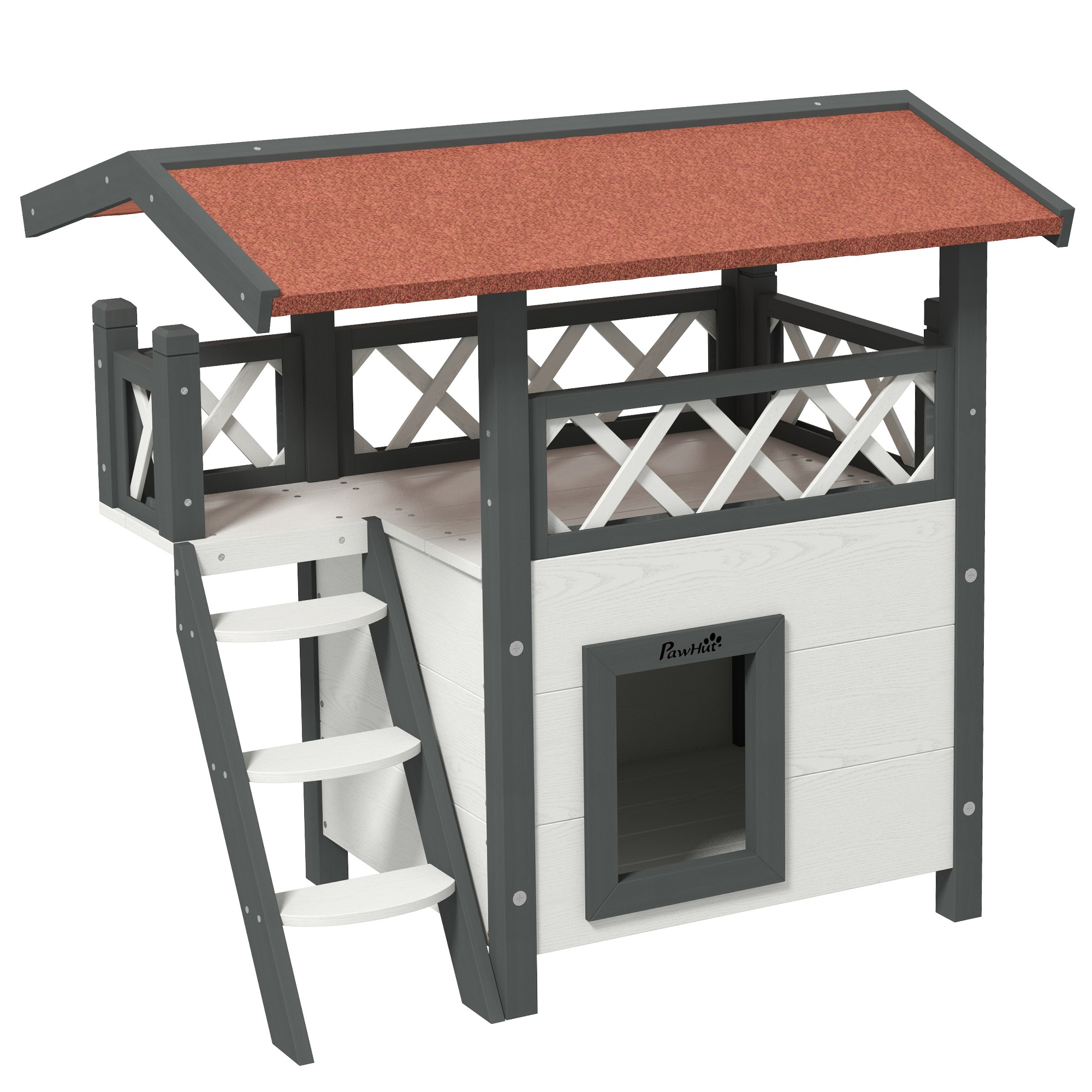 Outdoor Cat House With Balcony, Stairs And Roof, 77 X 50 X 73 Cm — image 5