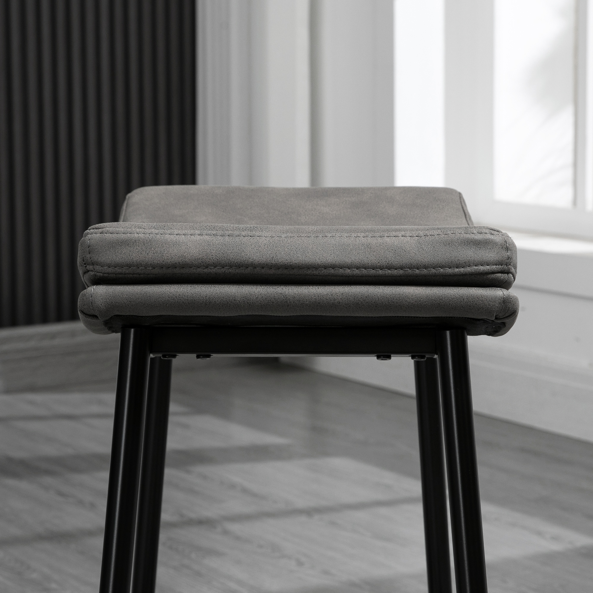 Breakfast Bar Stool Two-piece Set, Ultra-fine Fiber Cushioned Industrial Style