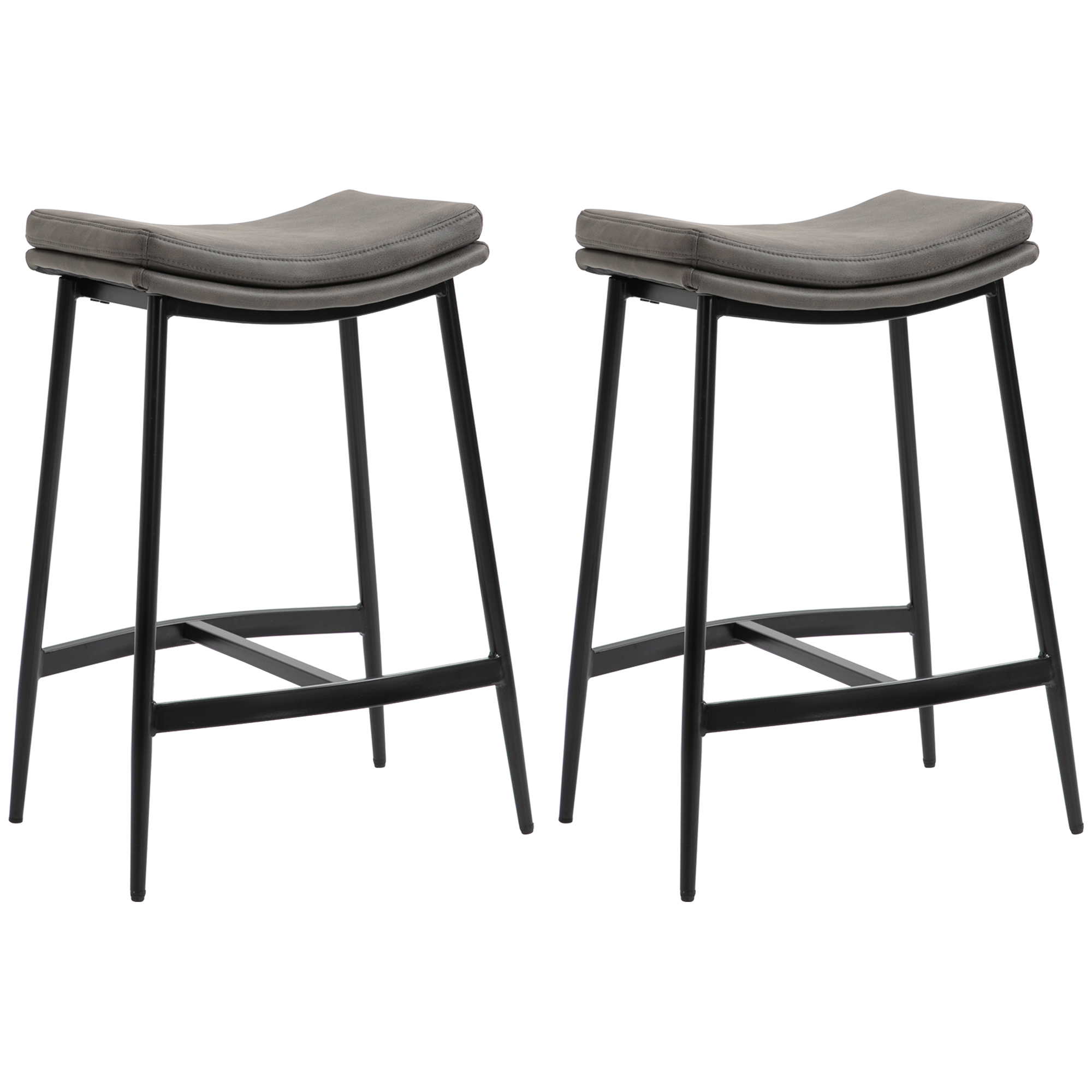 Breakfast Bar Stool Two-piece Set, Ultra-fine Fiber Cushioned Industrial Style — image 3