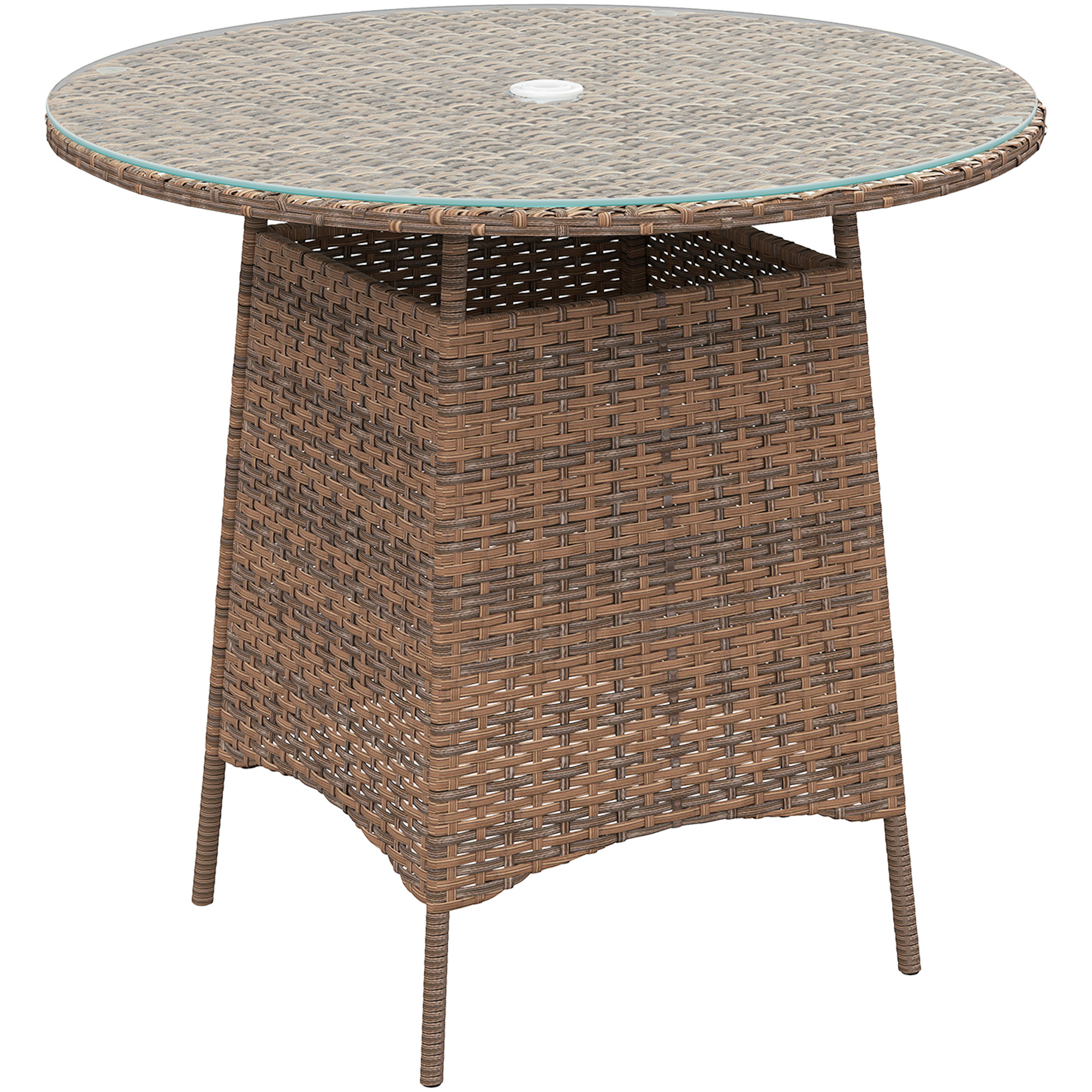 Vine Woven Garden Table, Outdoor Furniture Coffee With Umbrella Hole — image 2