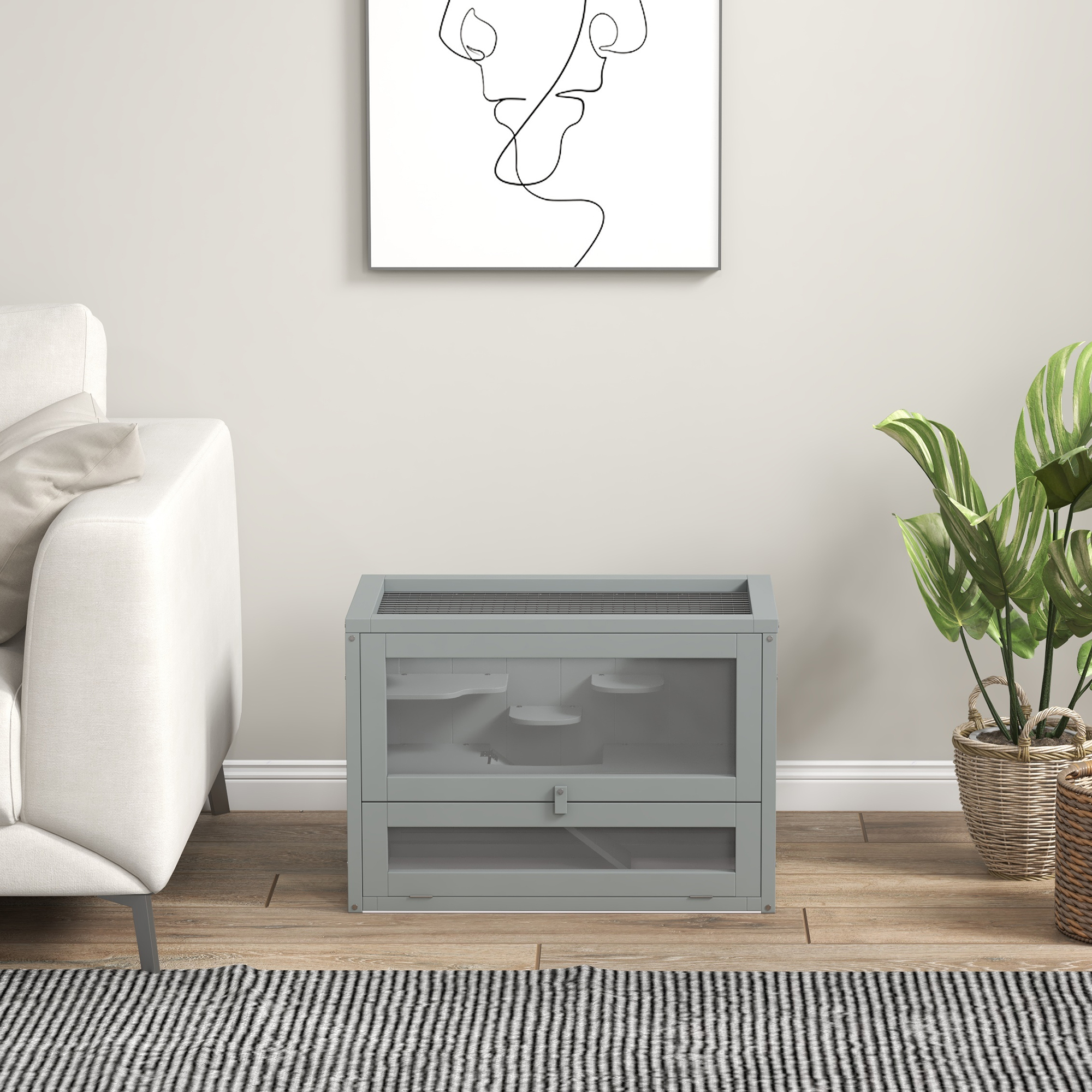 Hamster Cage-60 X 35 X 42 Centimeters, Gray — image 3