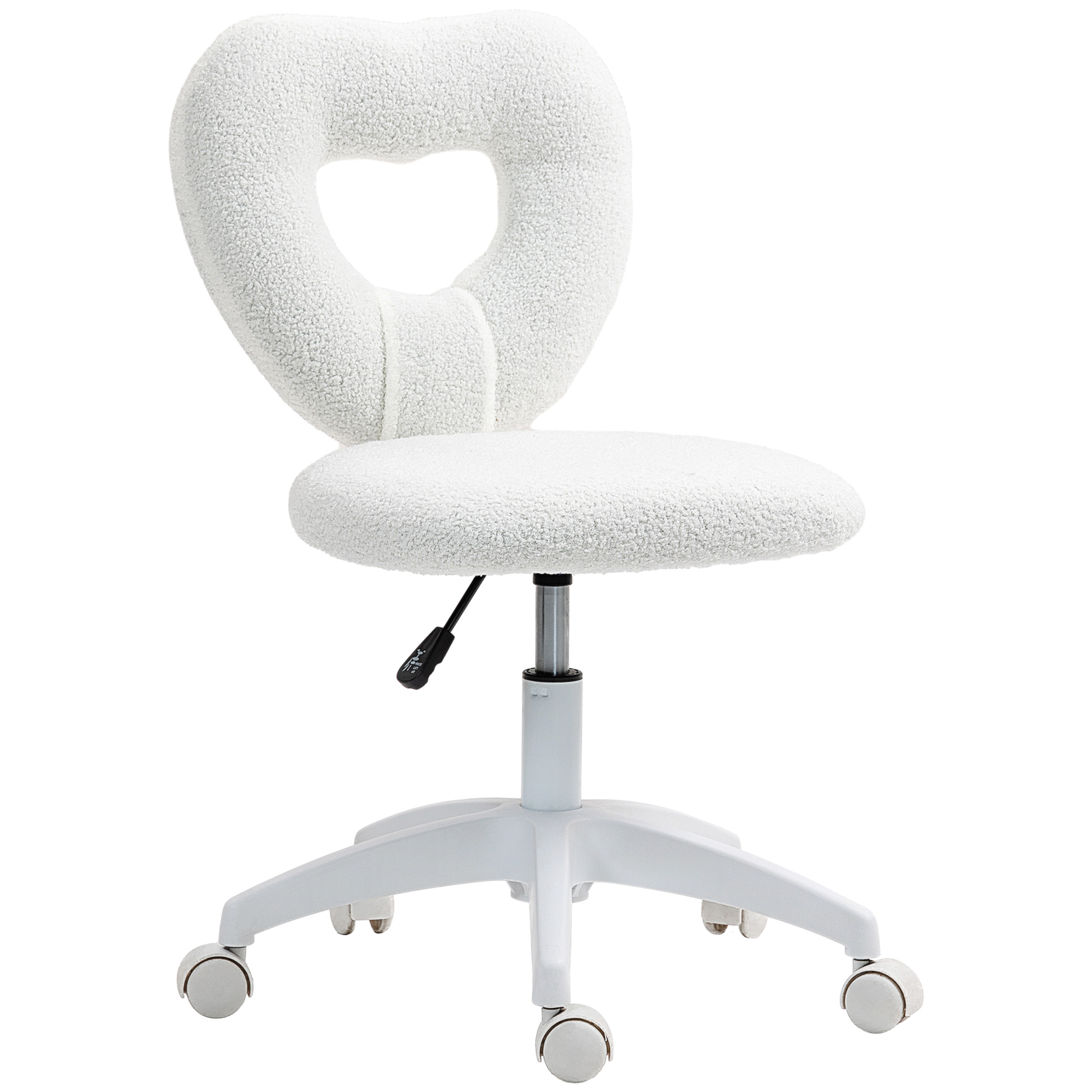 Armless Heart-shaped Computer Desk And Chair, Teddy Velvet Rotating Office — image 4