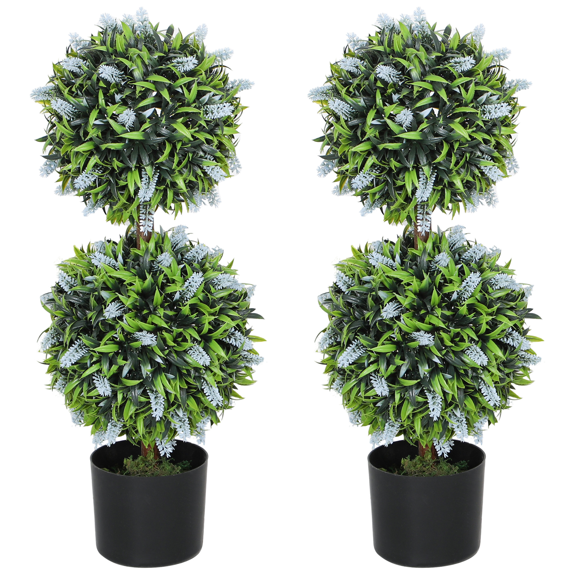 Two-piece Decorative Artificial Plant Ball Tree, With Lavender Potted Plants — image 3