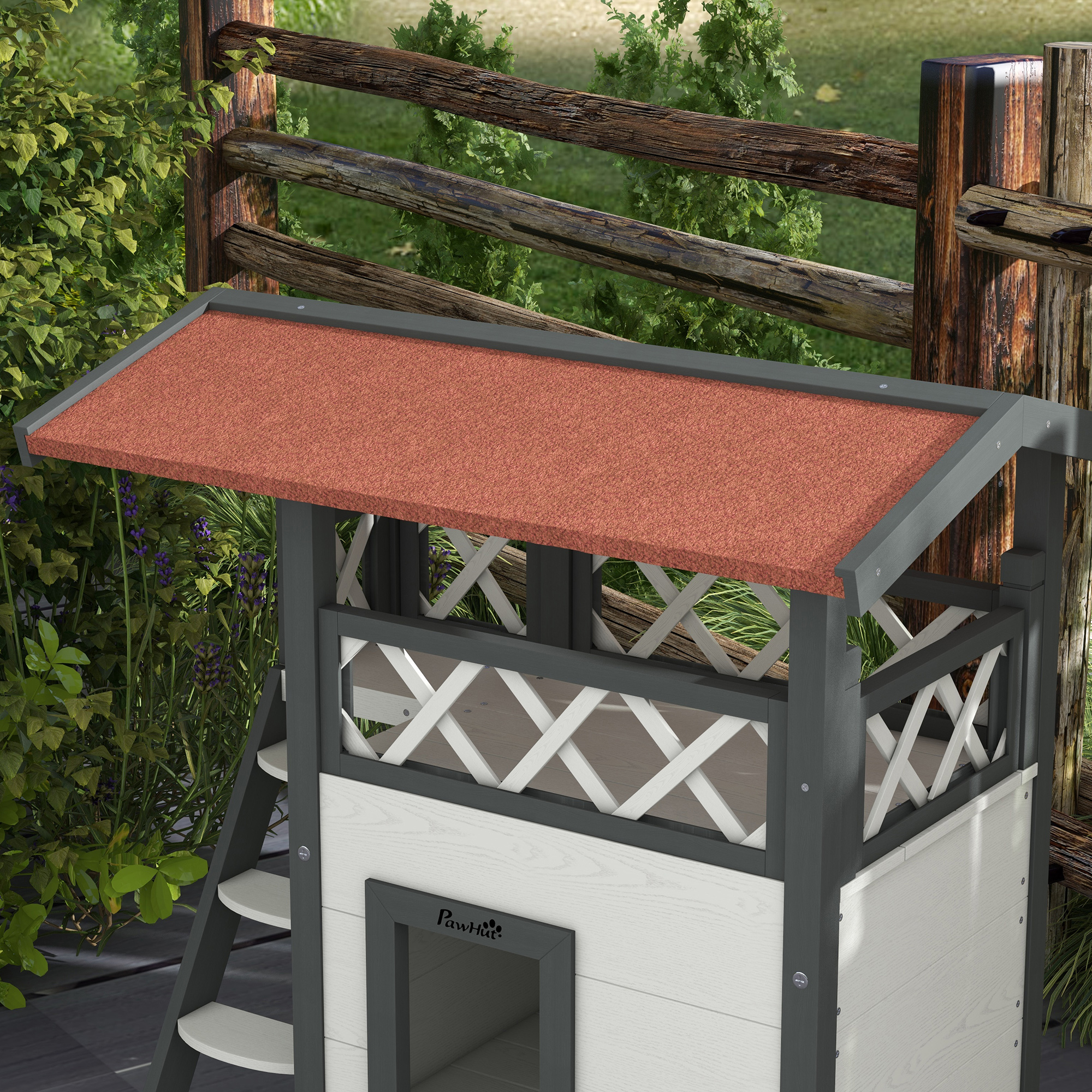 Outdoor Cat House With Balcony, Stairs And Roof, 77 X 50 X 73 Cm — image 2