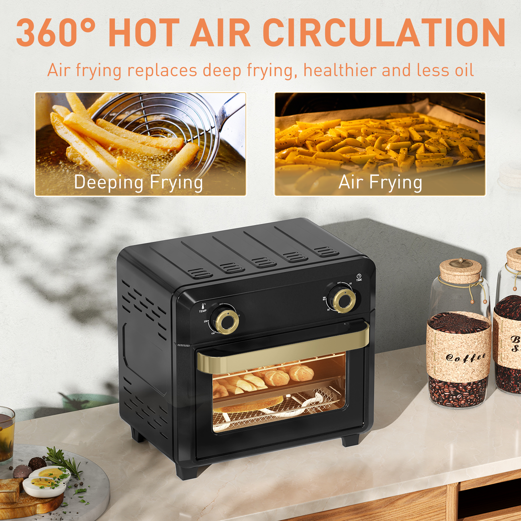10 Liter Air Fryer Oven. Mini Oil Free Cooking. Barbecue. Baking Adjustable