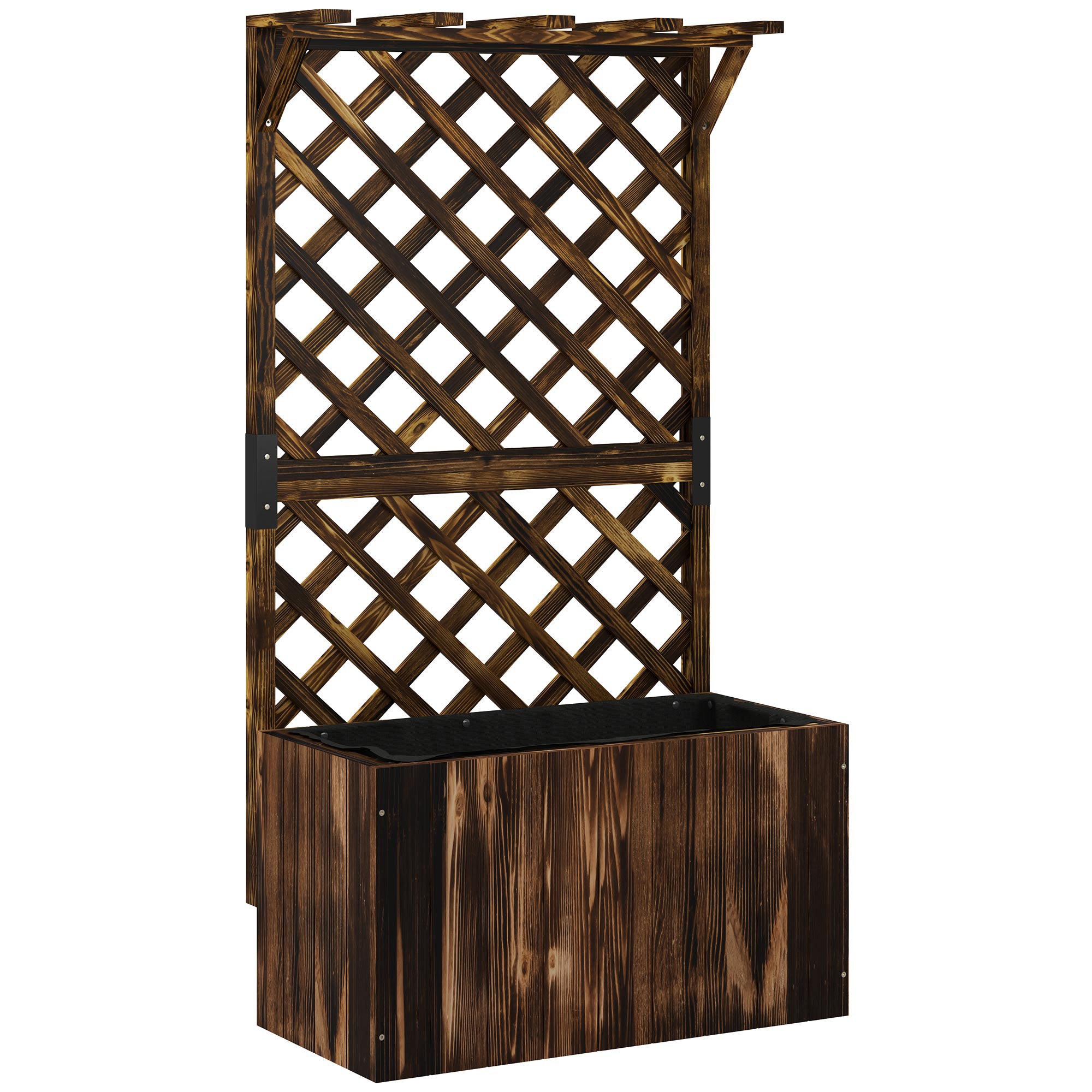 Wooden Flower Pot With Rack, Independent Elevated Garden Bed Drainage Holes — image 10