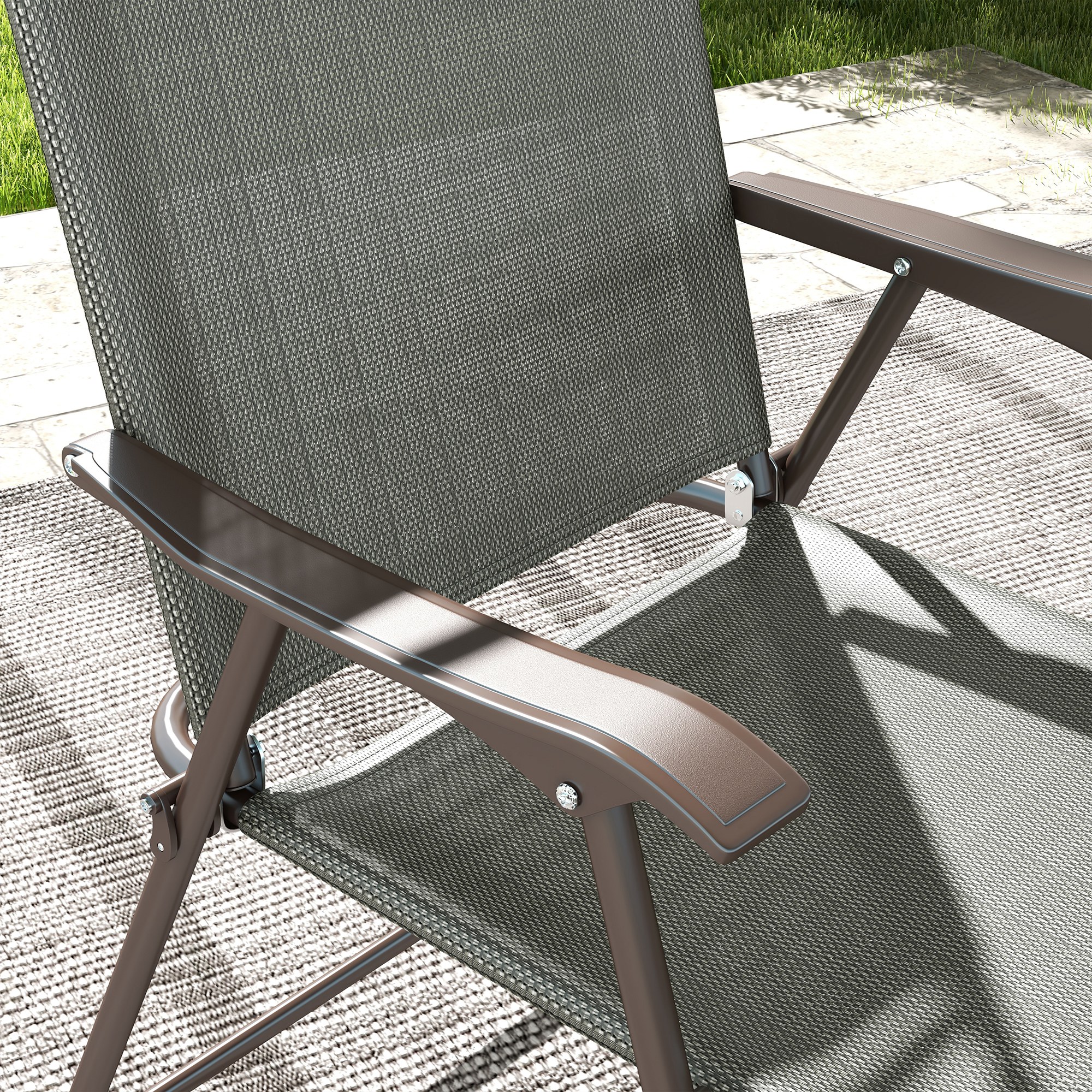 Two Foldable Garden Chair Sets, Mesh Seats-grey — image 3
