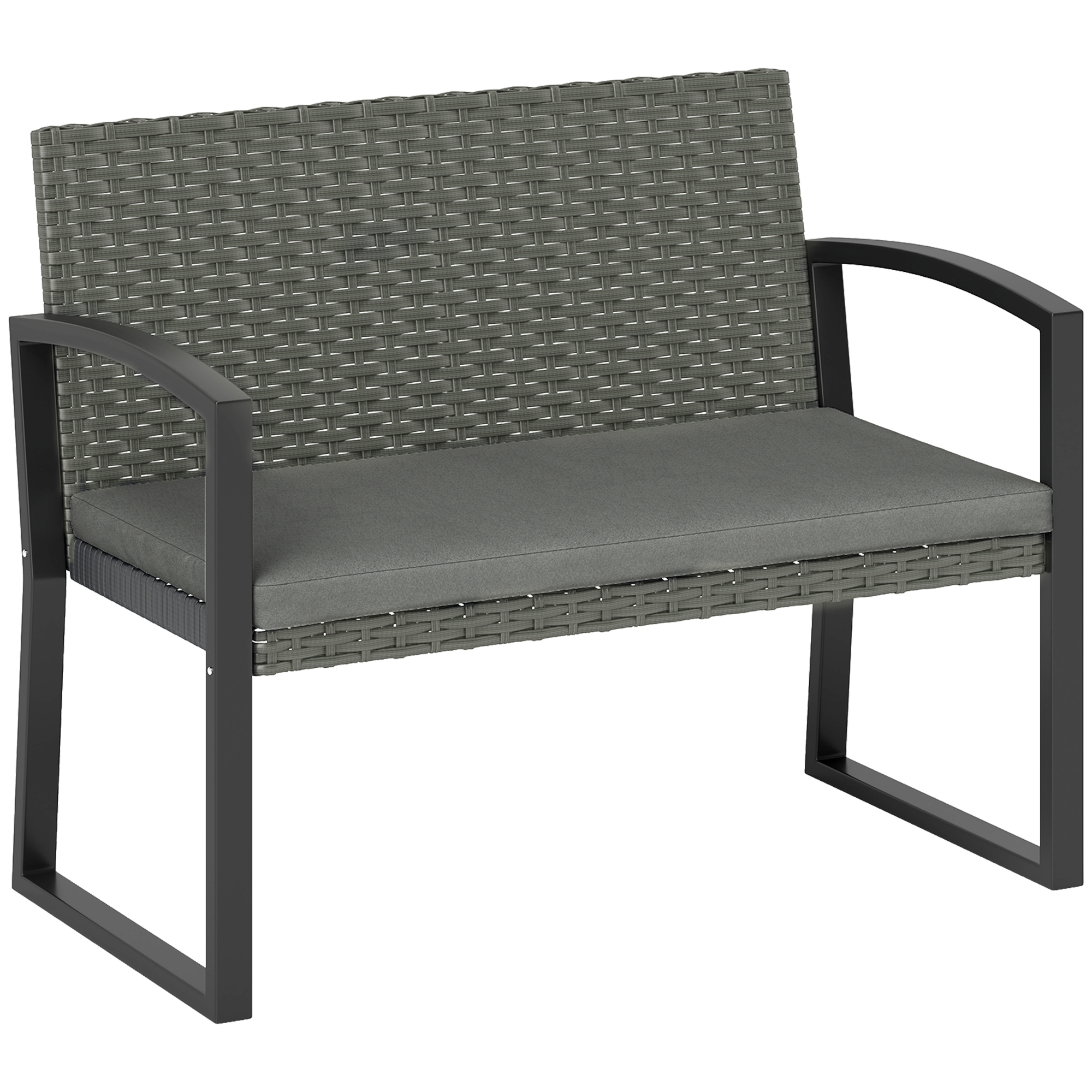 Double rattan garden bench
