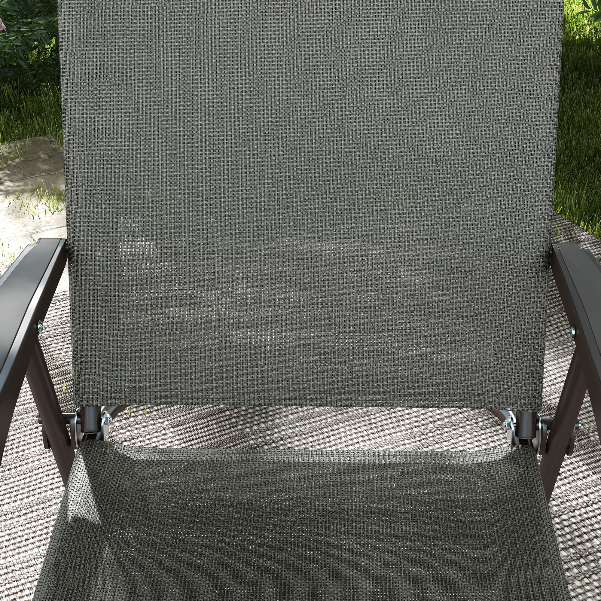 Two Foldable Garden Chair Sets, Mesh Seats-grey — image 4