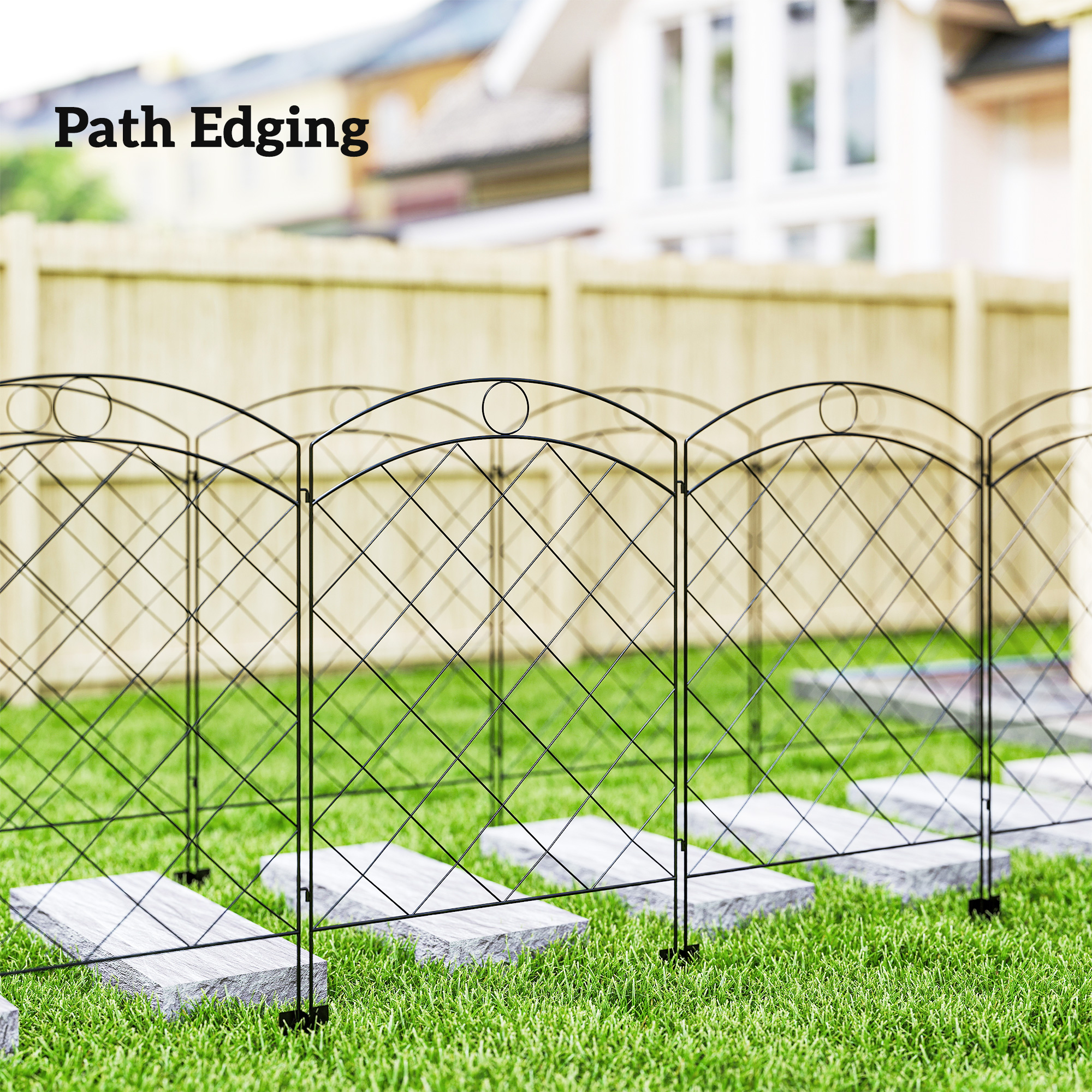Steel Decorative Outdoor Pole Fence Board Set 4-piece Set