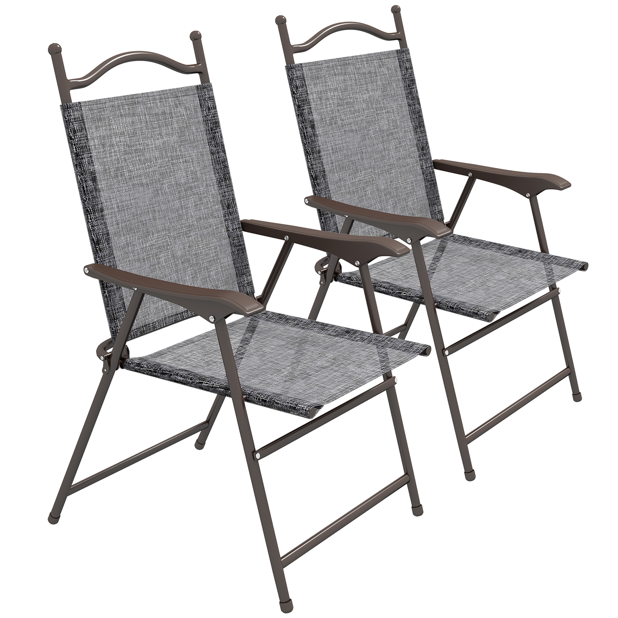 Two Foldable Garden Chair Sets, Mesh Seats-grey — image 2