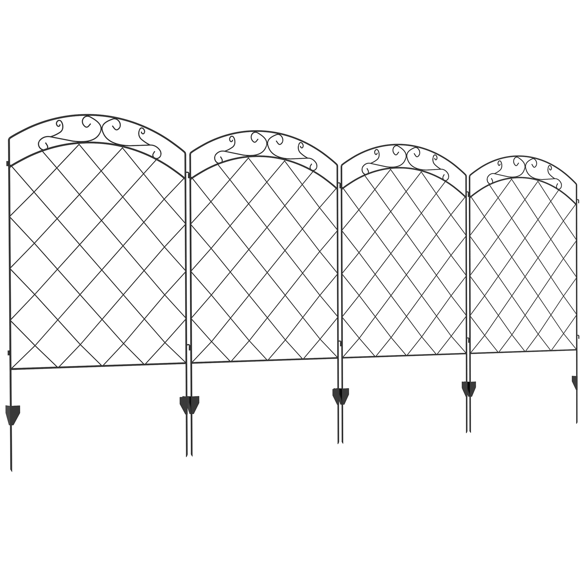 Steel Decorative Outdoor Pole Fence Board Set 4-piece Set