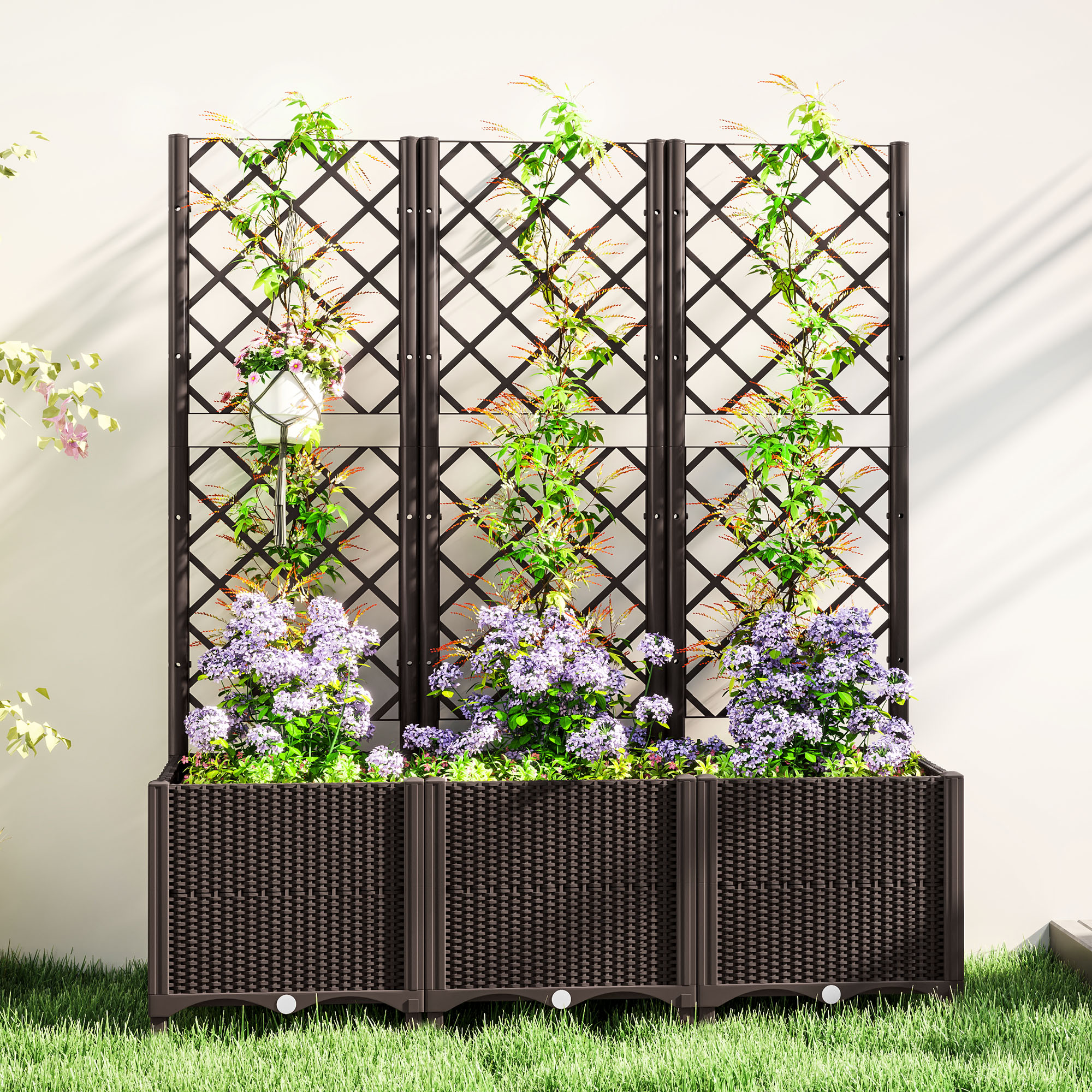 Elevated Garden Bed With Flower Rack, Plastic Planting Box, Equipped Drainage — image 5