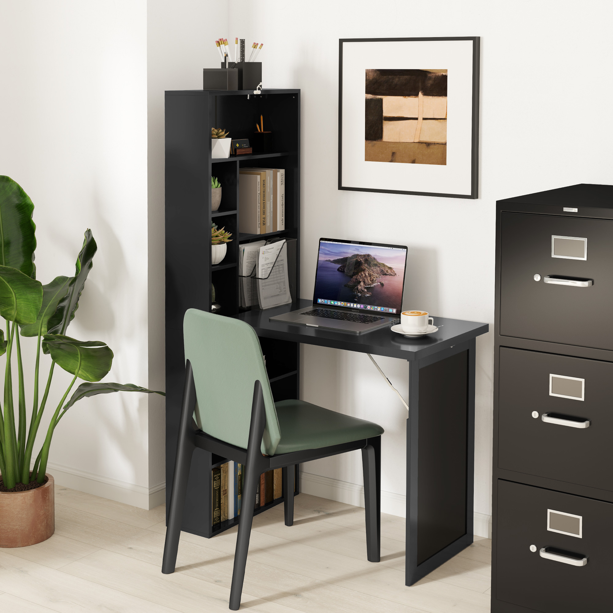 Three Stage Workbench With Storage Space And Writing Board - Black — image 2