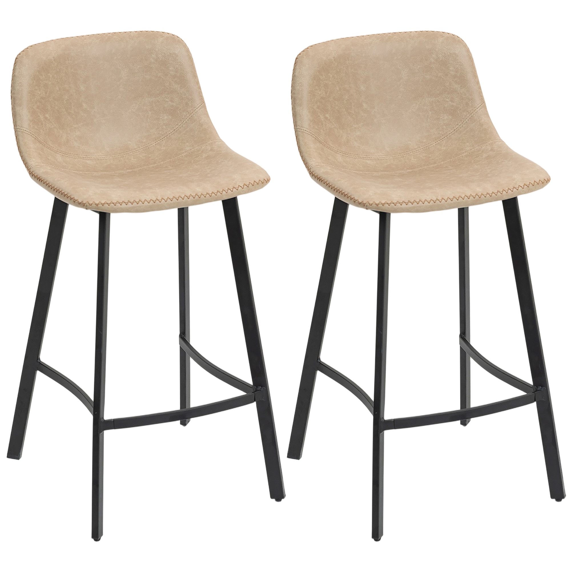 Bar Stool Two-piece Set, PU Leather Dining Chair With Backrest And Footrest — image 2