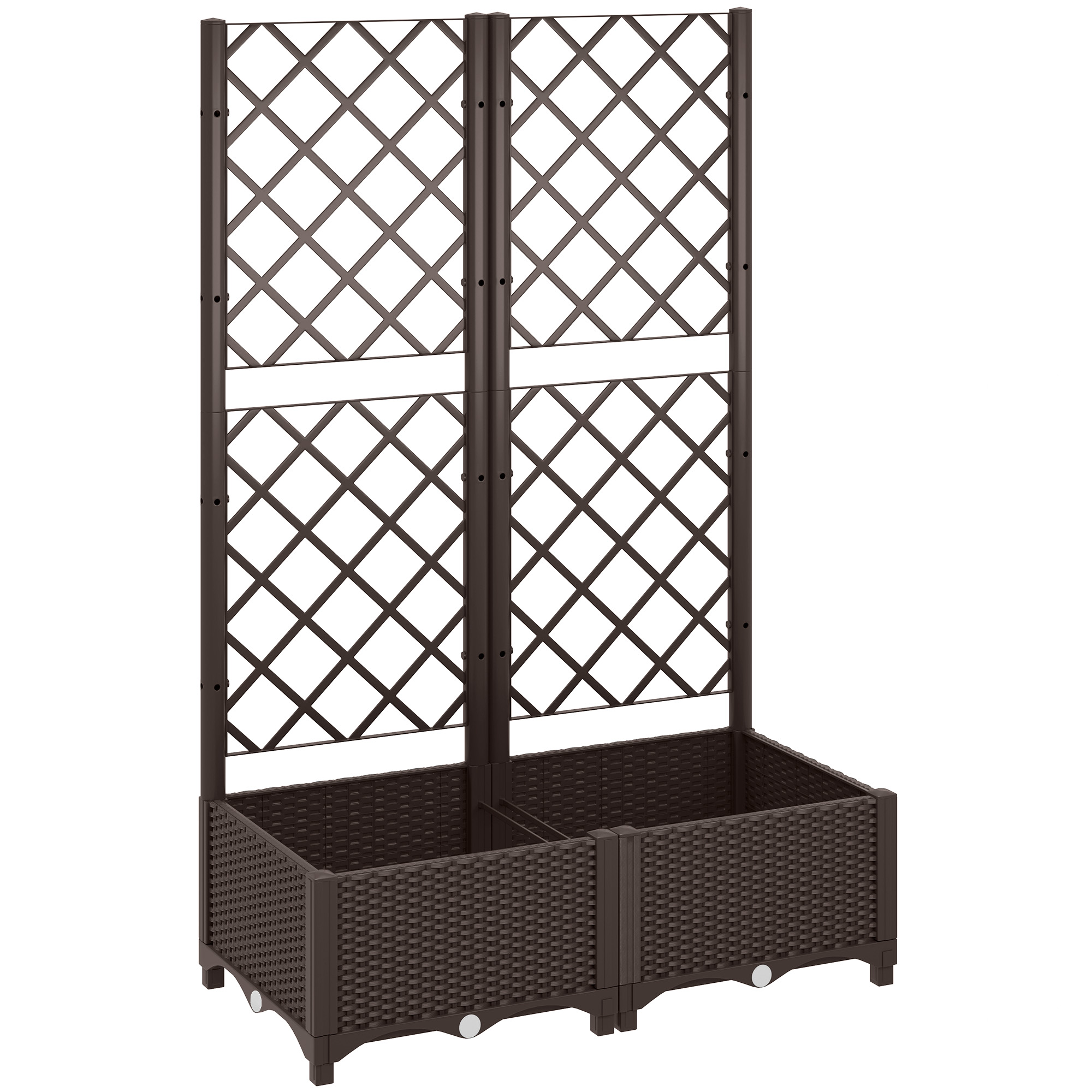 Elevated Garden Bed With Flower Rack, Plastic Planting Box, Equipped Drainage