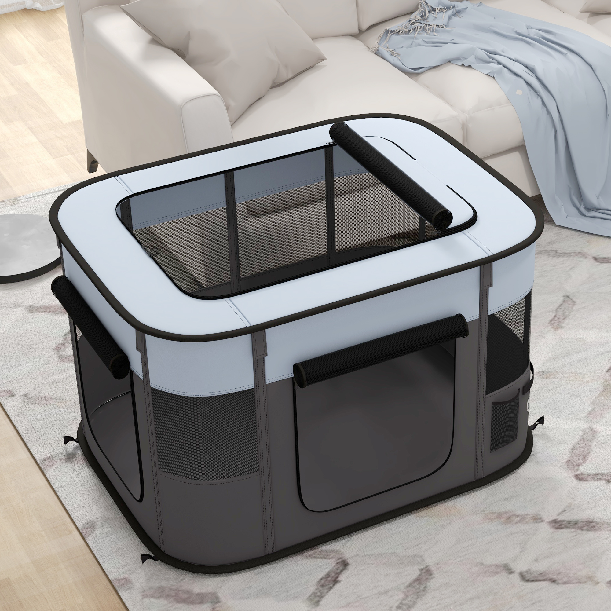 Foldable Dog Fence With Storage Bag, Suitable For Indoor And Outdoor Use
