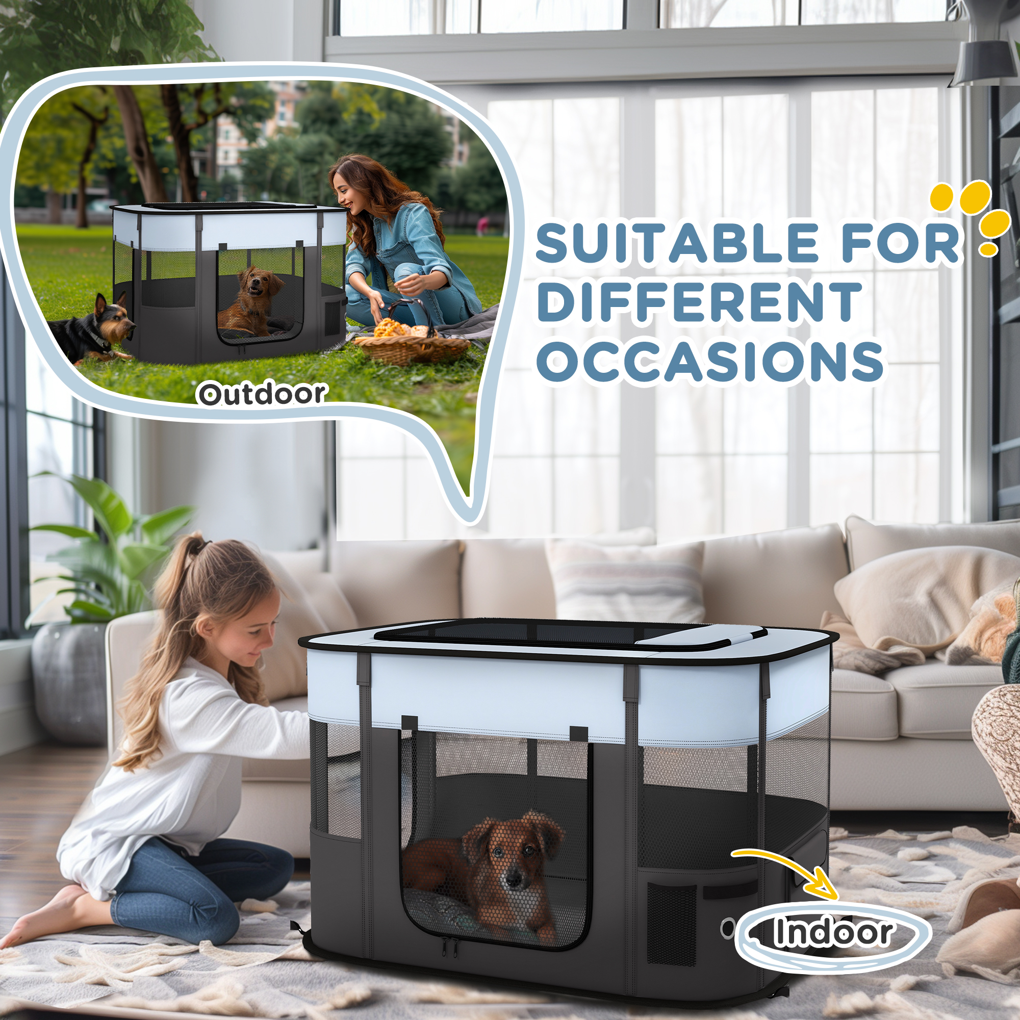 Foldable Dog Fence With Storage Bag, Suitable For Indoor And Outdoor Use — image 3