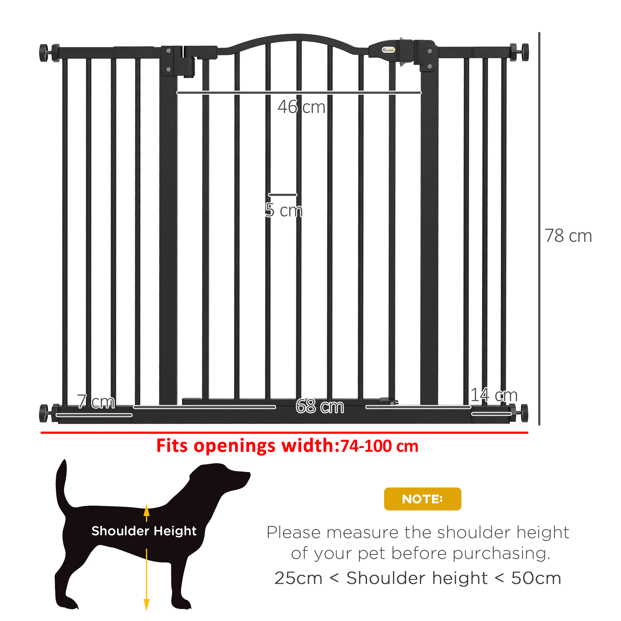 Metal Material, 74-100 Cm Adjustable Pet Safety Door With Automatic Closing — image 3
