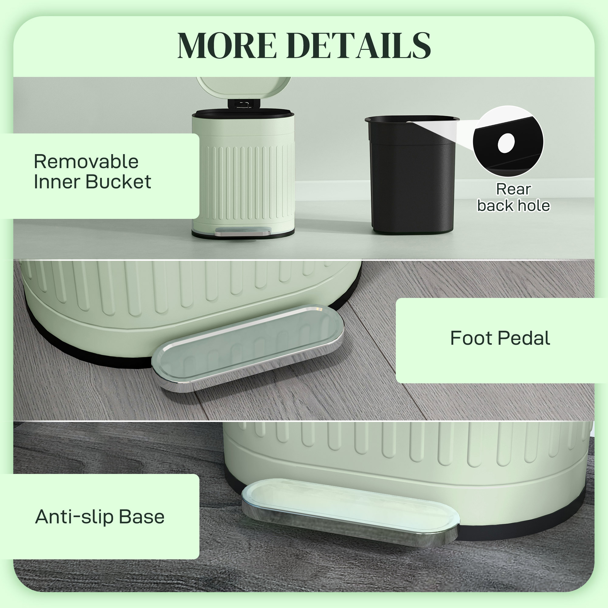 20 liter metal kitchen trash can with gradual lowering lid