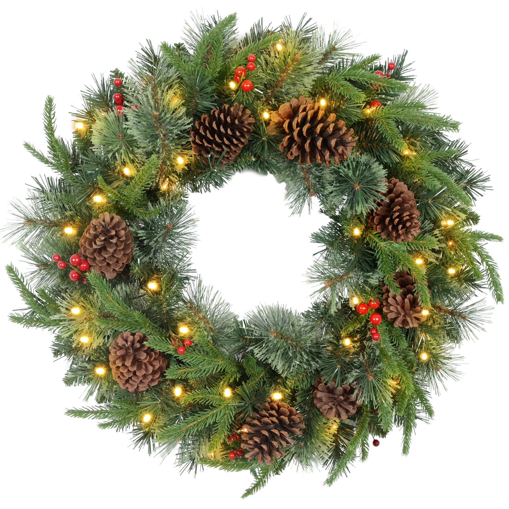 60 Cone Berry Christmas Wreaths With LED Lights — image 4