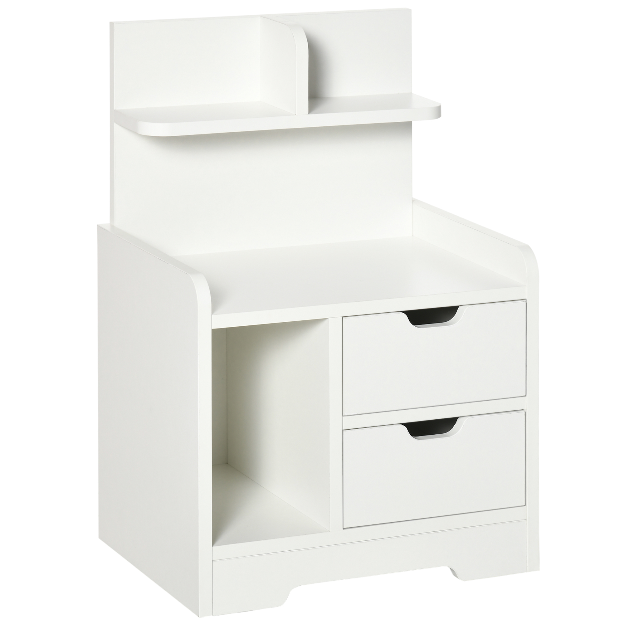 Bedside Table, Small With 2 Drawers And Storage Rack, Modern Bedroom White — image 6