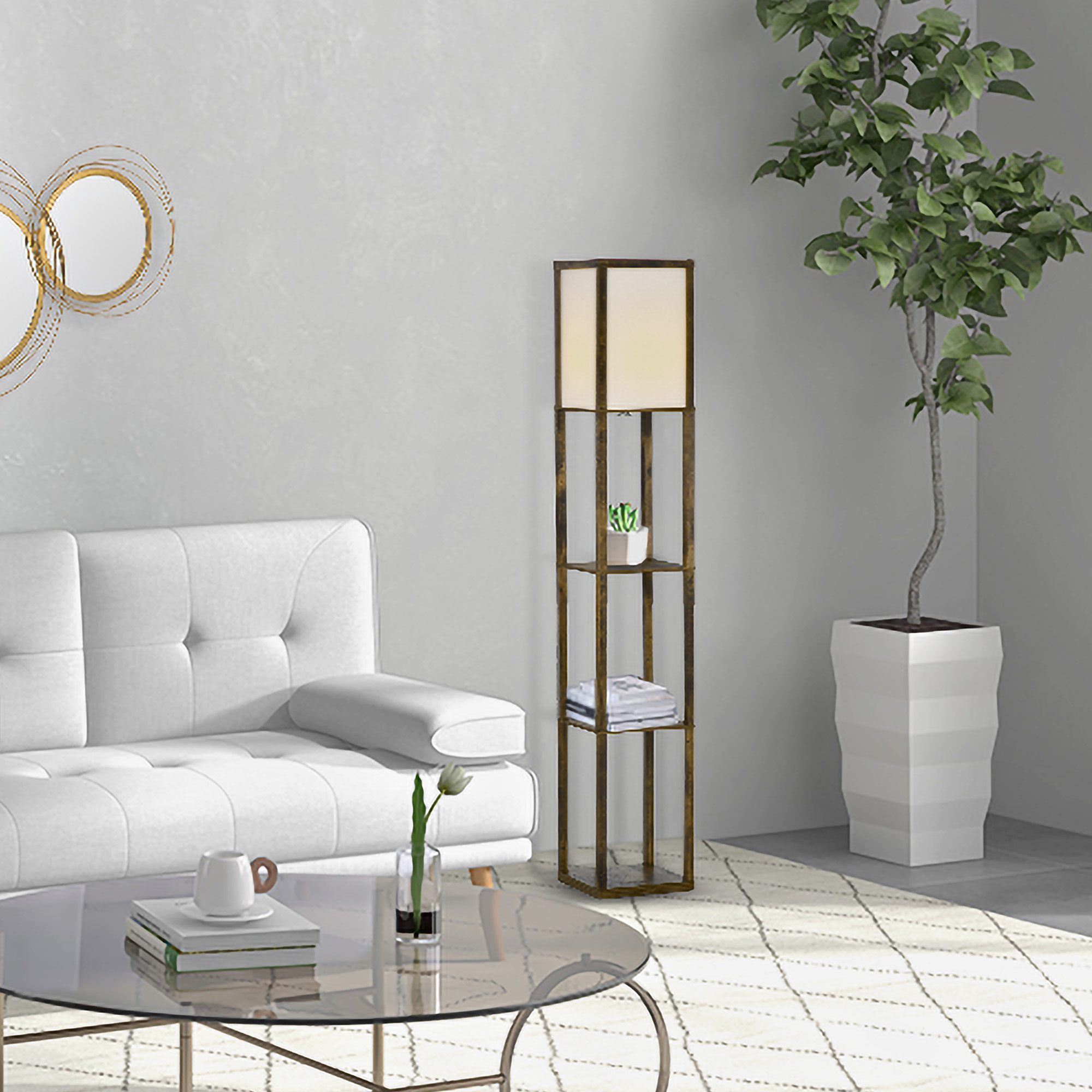 Three-layer Floor Lamp With Storage Rack And Acrylic Lampshade, Suitable — image 4