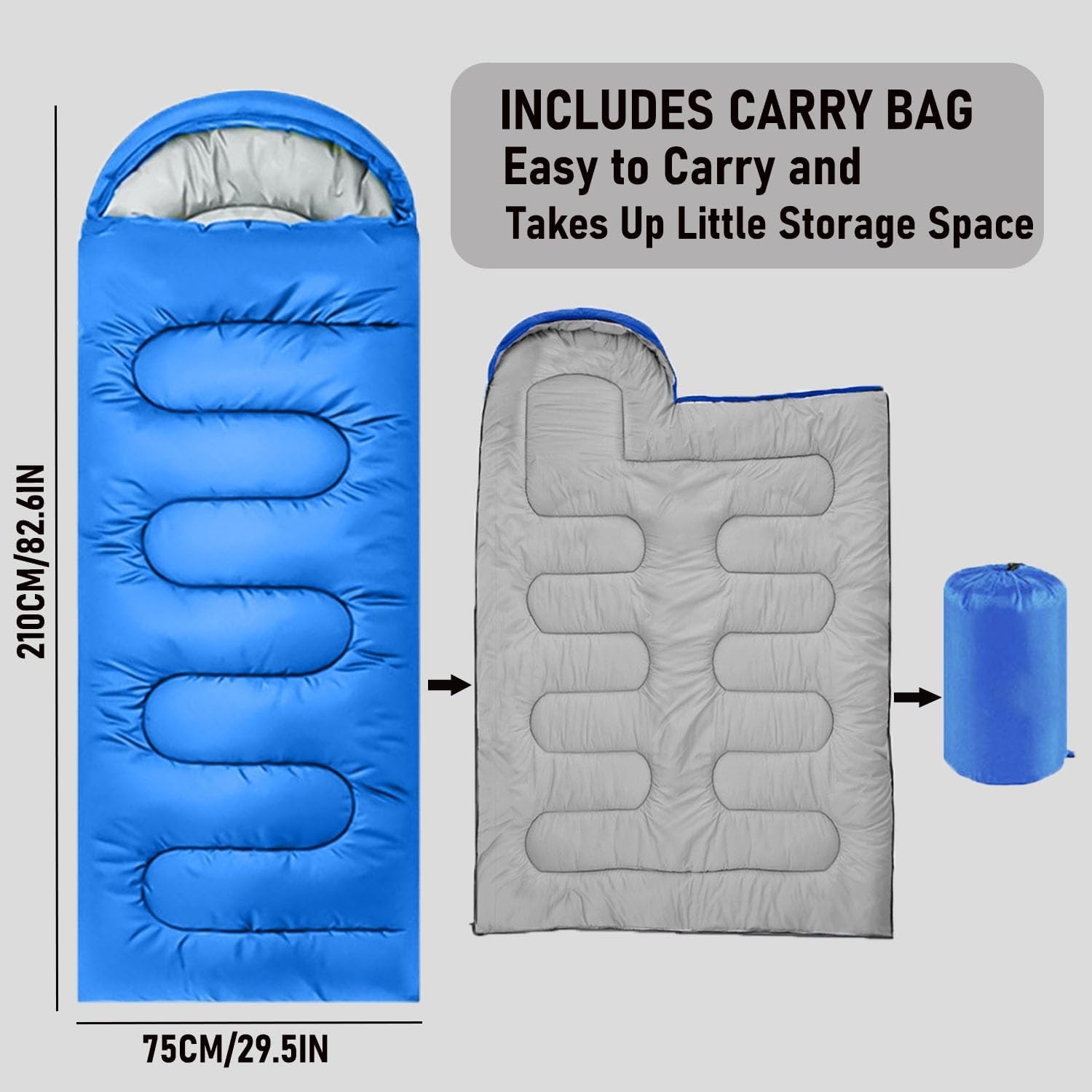 Single Sleeping Bag 0.95KG Blue