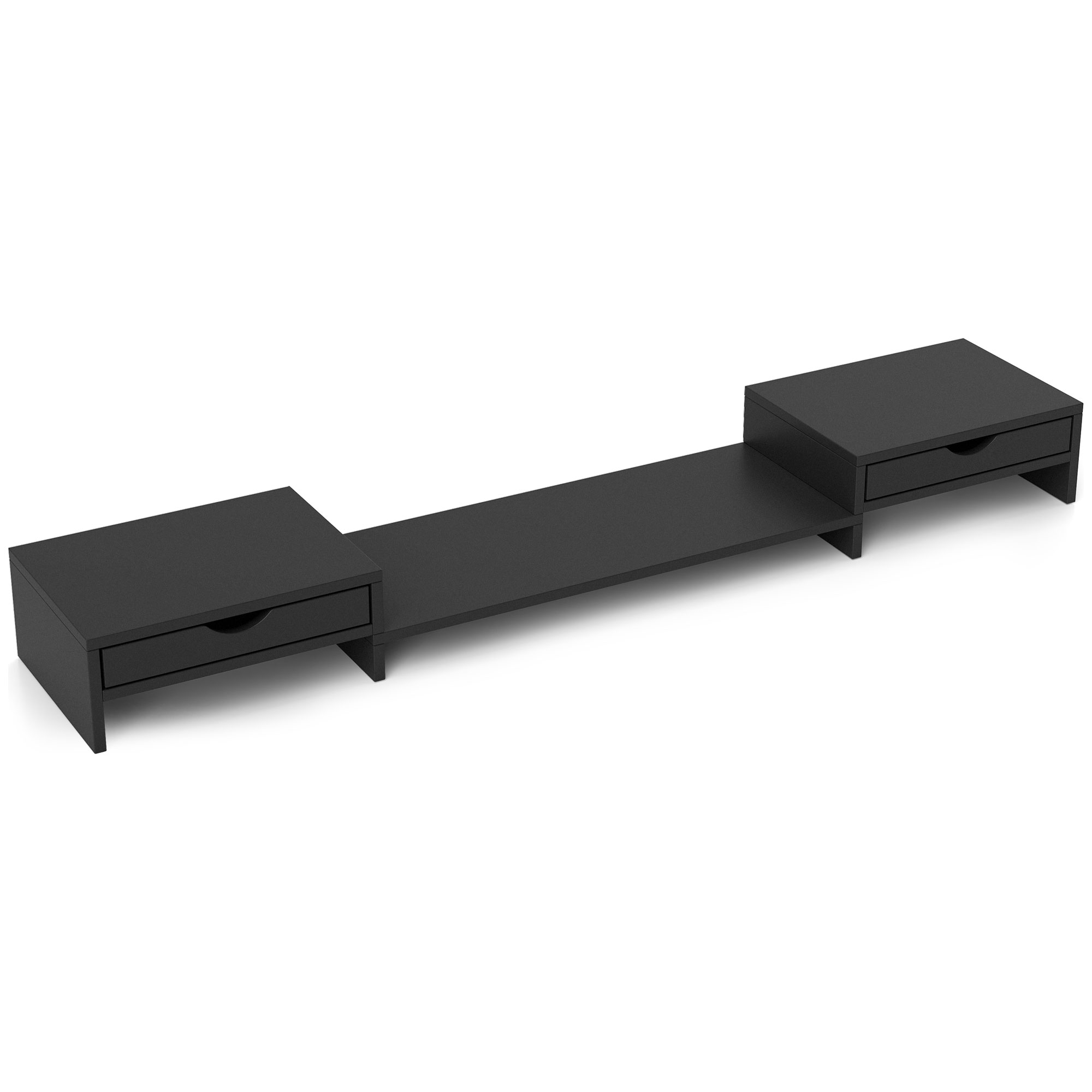 Dual Monitor Stand With 2 Drawers, Adjustable Length And Angle, 116cm Suitable — image 7