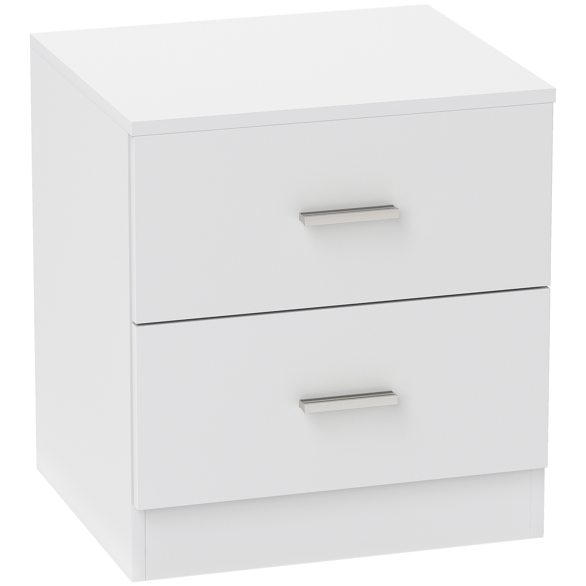 Bedside Table, Small With 2 Drawers And Storage Rack, Modern Bedroom White — image 9