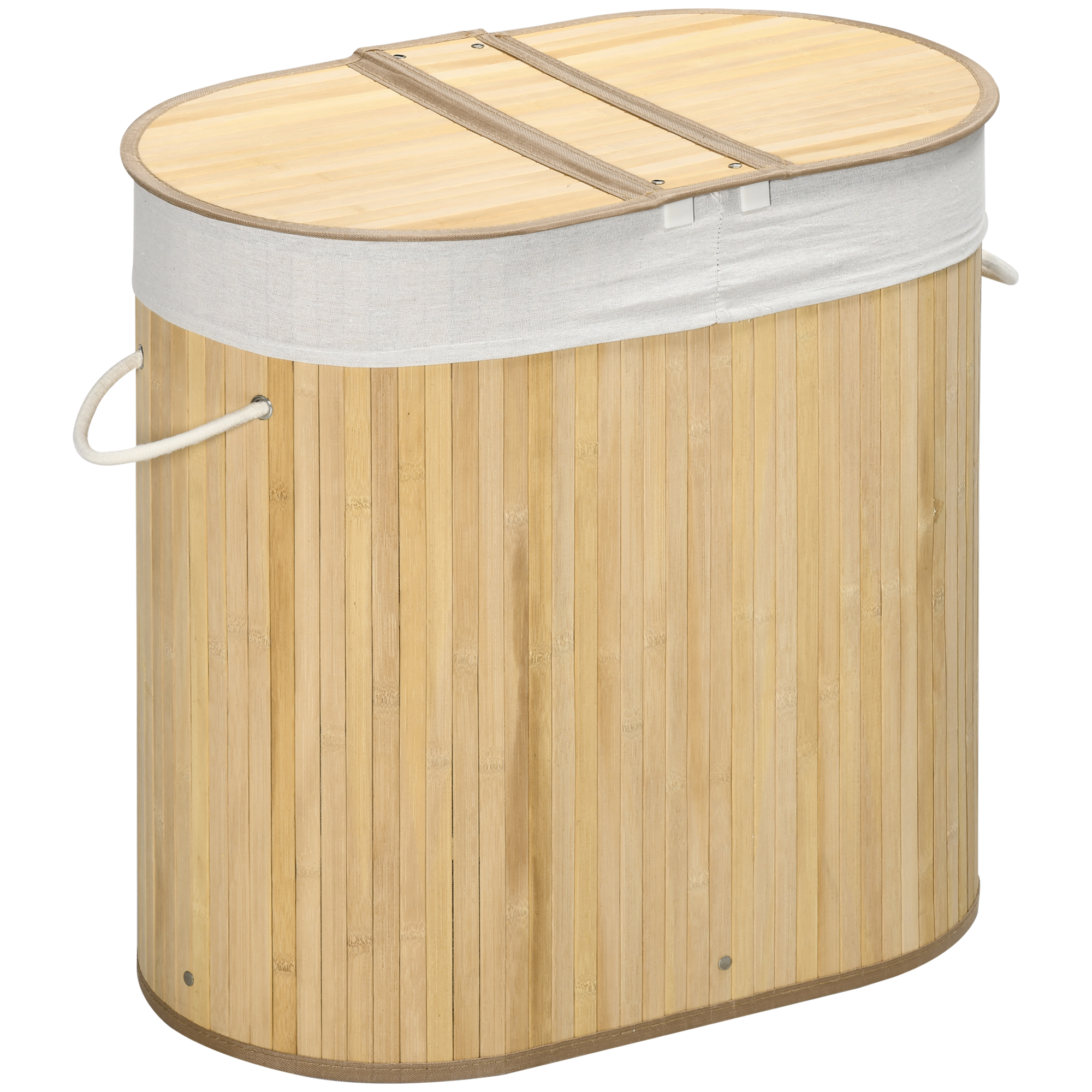 Bamboo Laundry Basket With Lid, 100 Liters, Double-layer Compartments — image 6