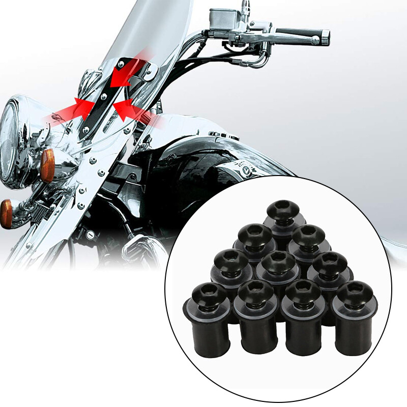 Motorcycle Windscreen Screen Bolts Screw Kit M5 Bolts Rubber Well Nuts Washers