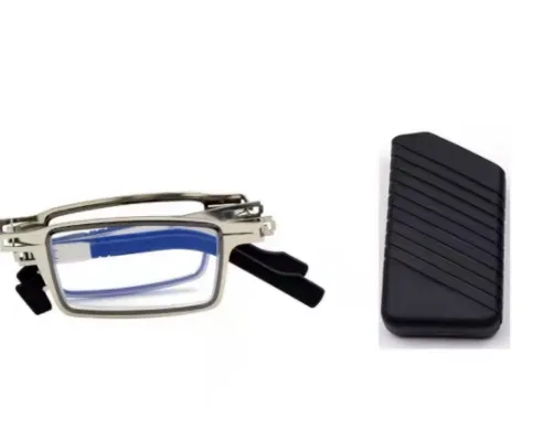 Portable Reading Glasses HD Folding Anti-Blue Light Radiation - Blue