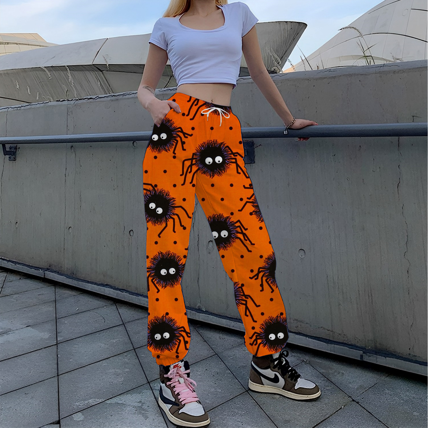 Title 6, Printed Loose Tappered Sports Pants Fashion