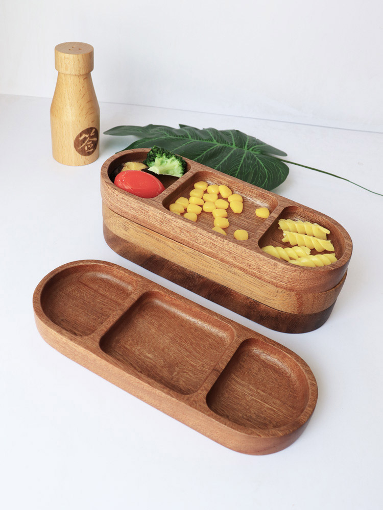 Title 1, Solid Wood Three Grid Dipping Sauce Japanese Ho...