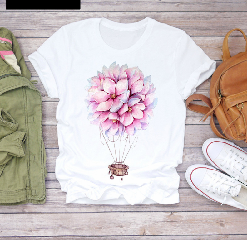 Title 8, Fashion Print Ladies Loose Round Neck Top T-shirt