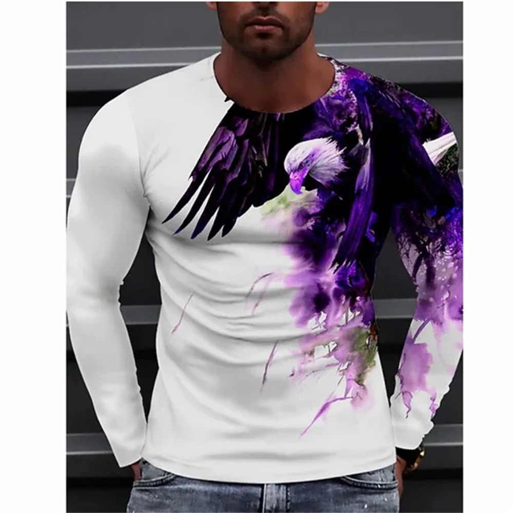 Title 4, T-shirt da uomo con aquila 3D, maniche lunghe e...