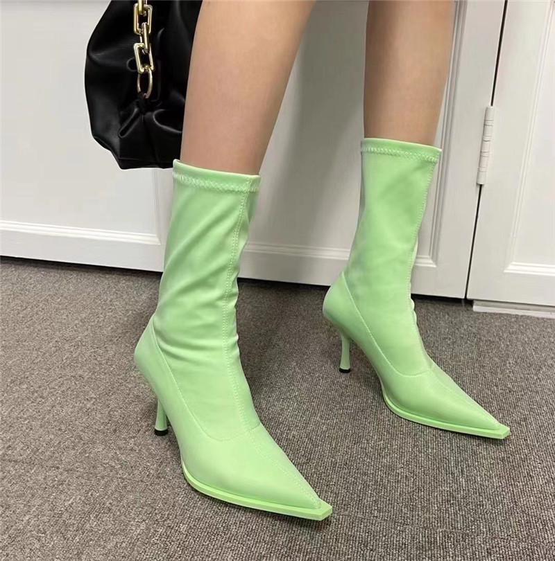 Title 6, Fruit Color Pointed Toe Short Boots Women Stile...