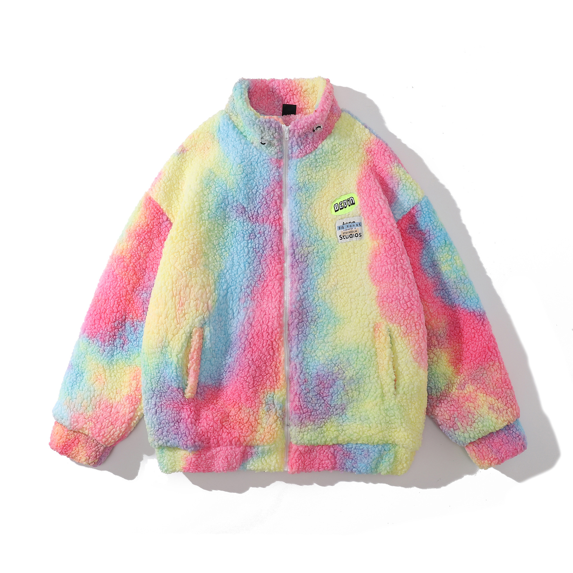 Gradient Tie-dye Lamb Wool Cotton Coat For Men And Women