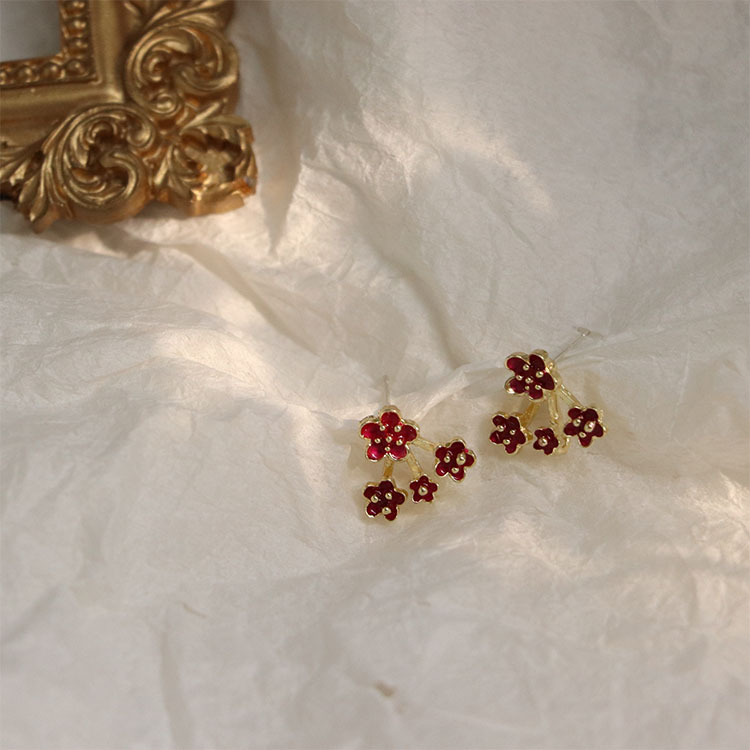 New Fashion Oil Painting Flower Earrings S925 Silver Needle