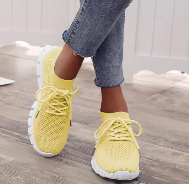 Flying Woven Mesh Women's Shoes Breathable Sneakers Yellow - Shop at LoveMi