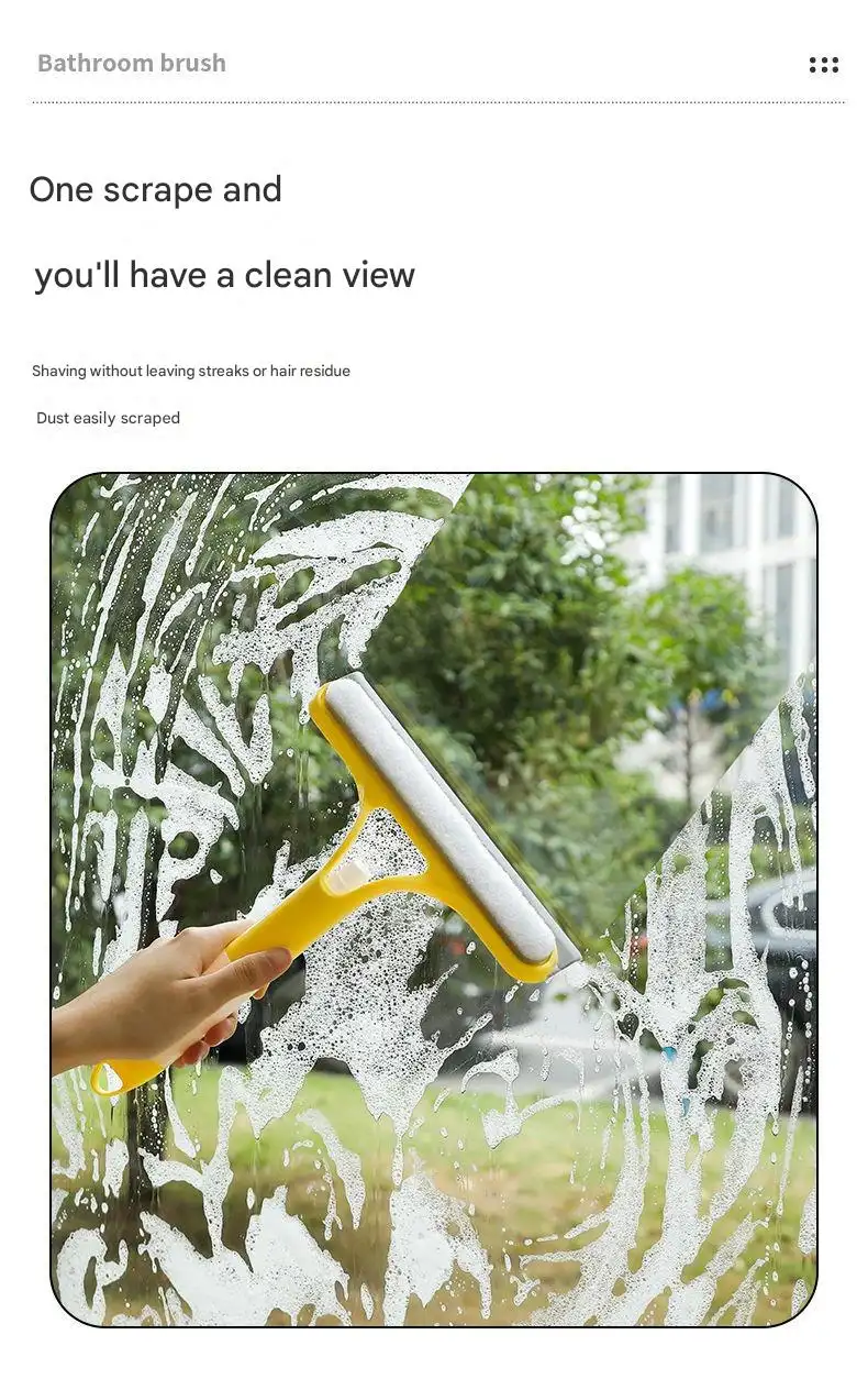 Window Cleaning Tool Home Glass Scraper 3-in-1 Squeegee Cleaning Tool For Mirrors Cleans Countertops Window Wiping