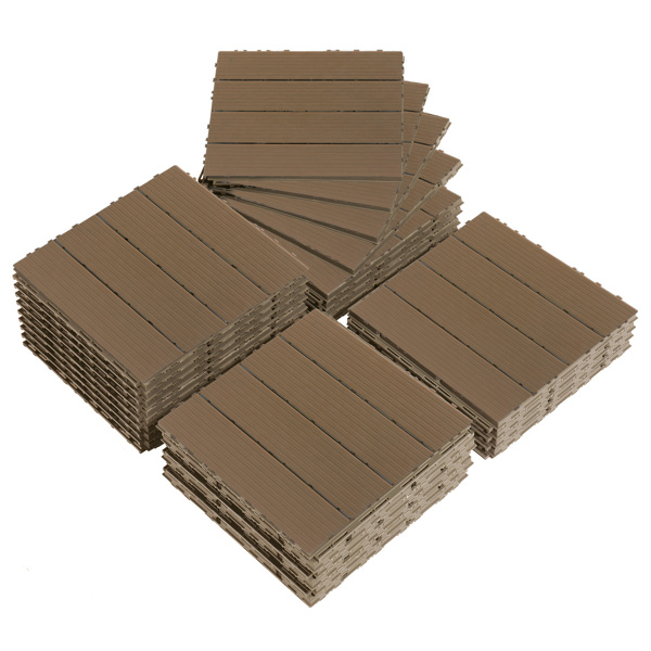27pcs Light Coffee Colored PE Plastic Striped Outdoor Flooring