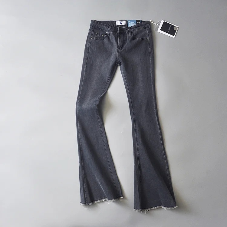 Women's Flared Pants Stretch Thin Denim Trousers Trend Grey - Shop at LoveMi