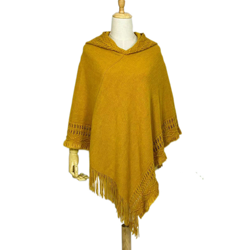 Women's Fashion Faux Cashmere With Hat Tassel Shawl