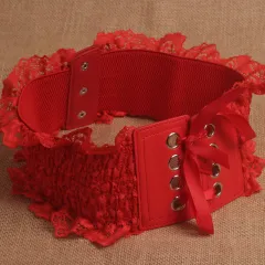 New Ladies Simple Versatile Elastic Corset Belt - Lace Red - View 1