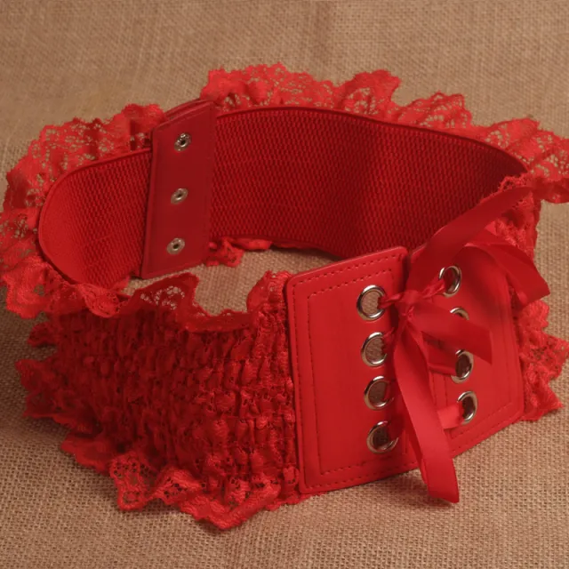 New Ladies Simple Versatile Elastic Corset Belt Lace Red - Shop at LoveMi