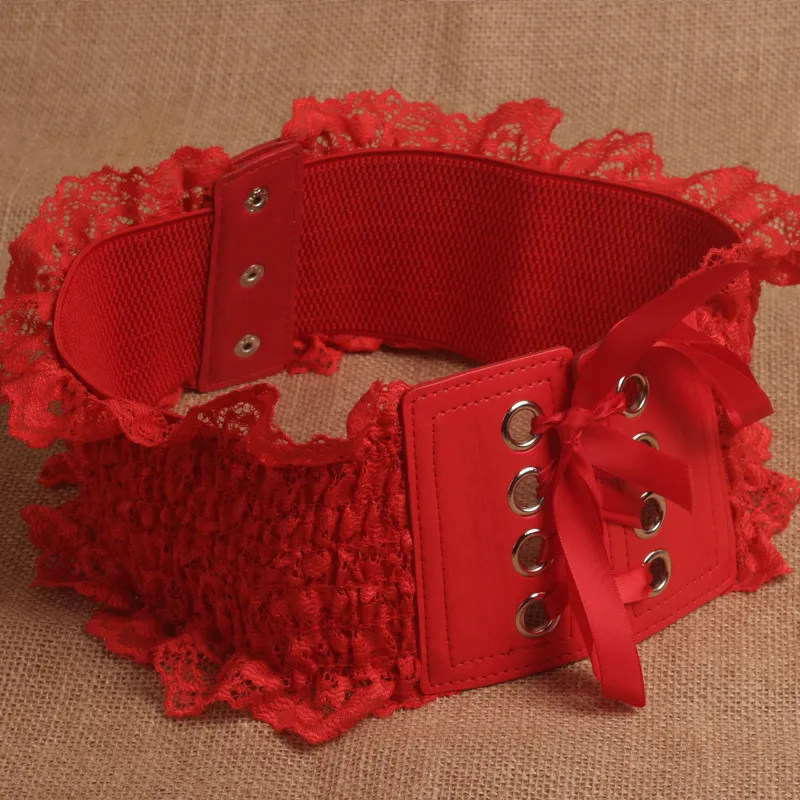 New Ladies Simple Versatile Elastic Corset Belt - Lace Red